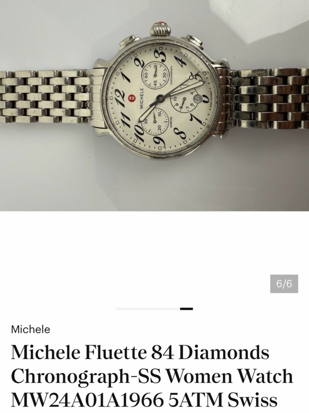 Michele Silver Bracelet Chronograph with Cream Dial